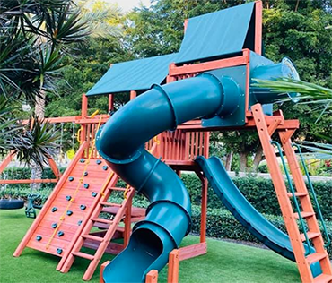 Play King Fort Lauderdale wood playset with tube slide