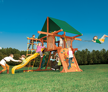 Woodplay Outback 5' Space Saver OB.SS1 playset available in cedar- from the Woodplay Space Saver lineup.