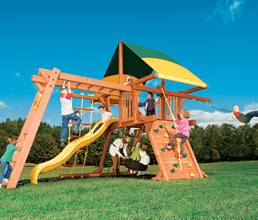 Woodplay Outback 5'Space Saver OB.SS2 cedar wood playset from Play King, Davie Florida 
