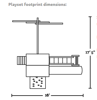 Woodplay Monkey Tower-G footprint and dimensions