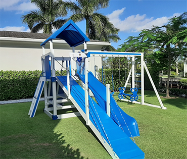 Swing Kingdom Vinyl Playset installed by  Play King in Weston, Florida