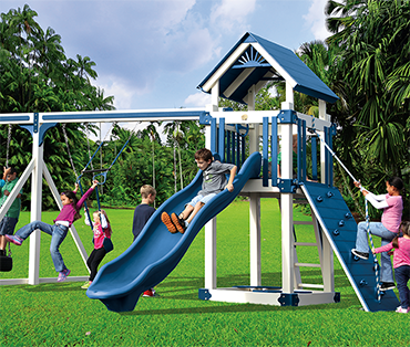 Swing Kingdom Kastle Tower A-5 Deluxe vinyl swingset playset from Play King, Davie