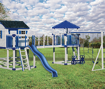 Swing Kingdom Kids Vinyl Playhouse C-5 Castle  sold, installed, serviced by Play King, South Florida swing set dealer