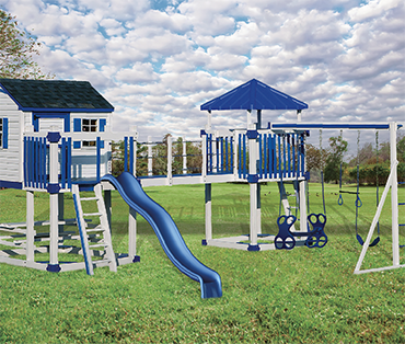 Swing Kingdom C-4 Castle Kids Vinyl Playhouse Playset Swingset, Play King, Davie Florida dealer.