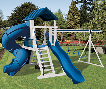 Swing Kingdom Mountain Climber SK-18 vinyl playset swingset from Play King, Swing Kingdom dealer in Davie, Florida.