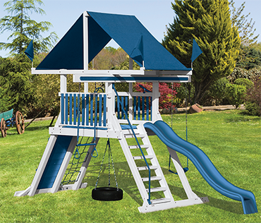 Swing Kingdom Mountain Climber SK-5 playset swingset, vinyl construction, from Play King, South Florida Swing Kingdom dealer in Davie.