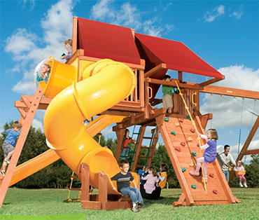 Woodplay Outback 7'-A, cedar playset sold, installed, serviced by Play King, South Florida Woodplay dealer