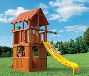 Woodplay Playhouse XL 6' G cedar playset from Play King, Fort Lauderdale Florida